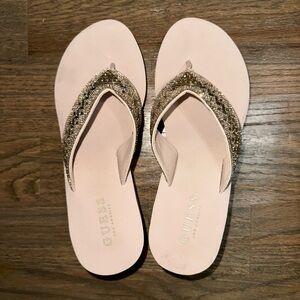 GUESS Women's Sandals in Pink with Gold Accents